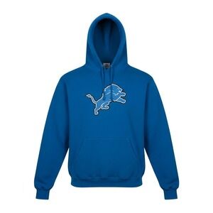 NFL Team Apparel Detroit Lions Hoodie Mens Medium Blue Embroidered Logo Pullover